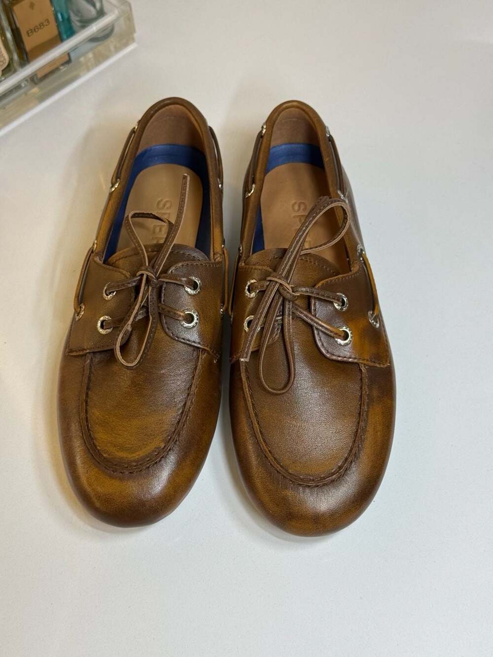 Sperry Women’s Slimboat Distressed Leather Boat Shoes Sz 6.5 US - Picture 2 of 7